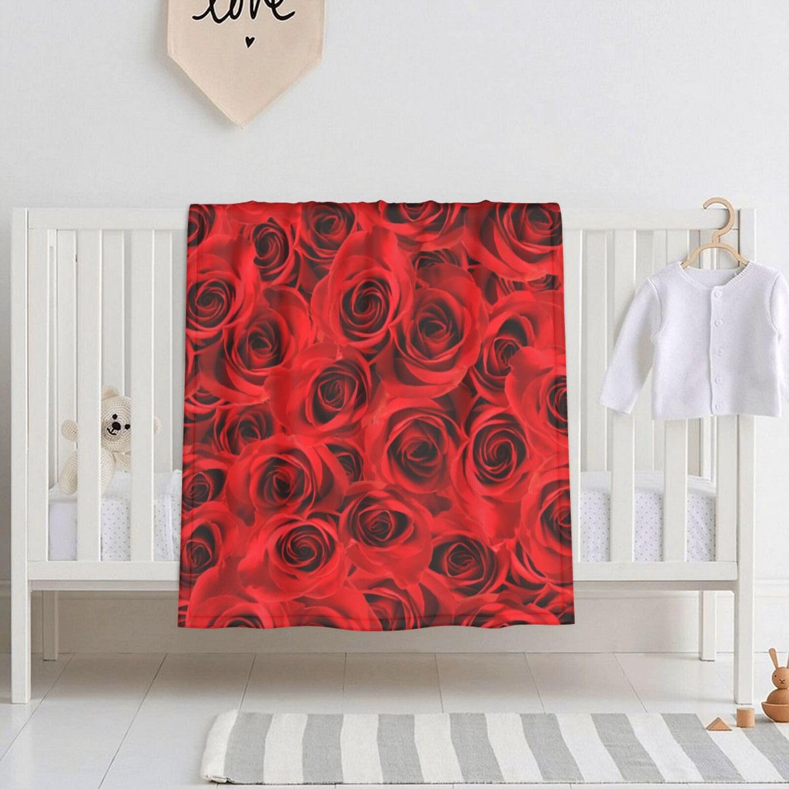 Amazon.co.jp: ベビー毛布 赤いバラ 薔薇 花柄 ベビーケット ベビー